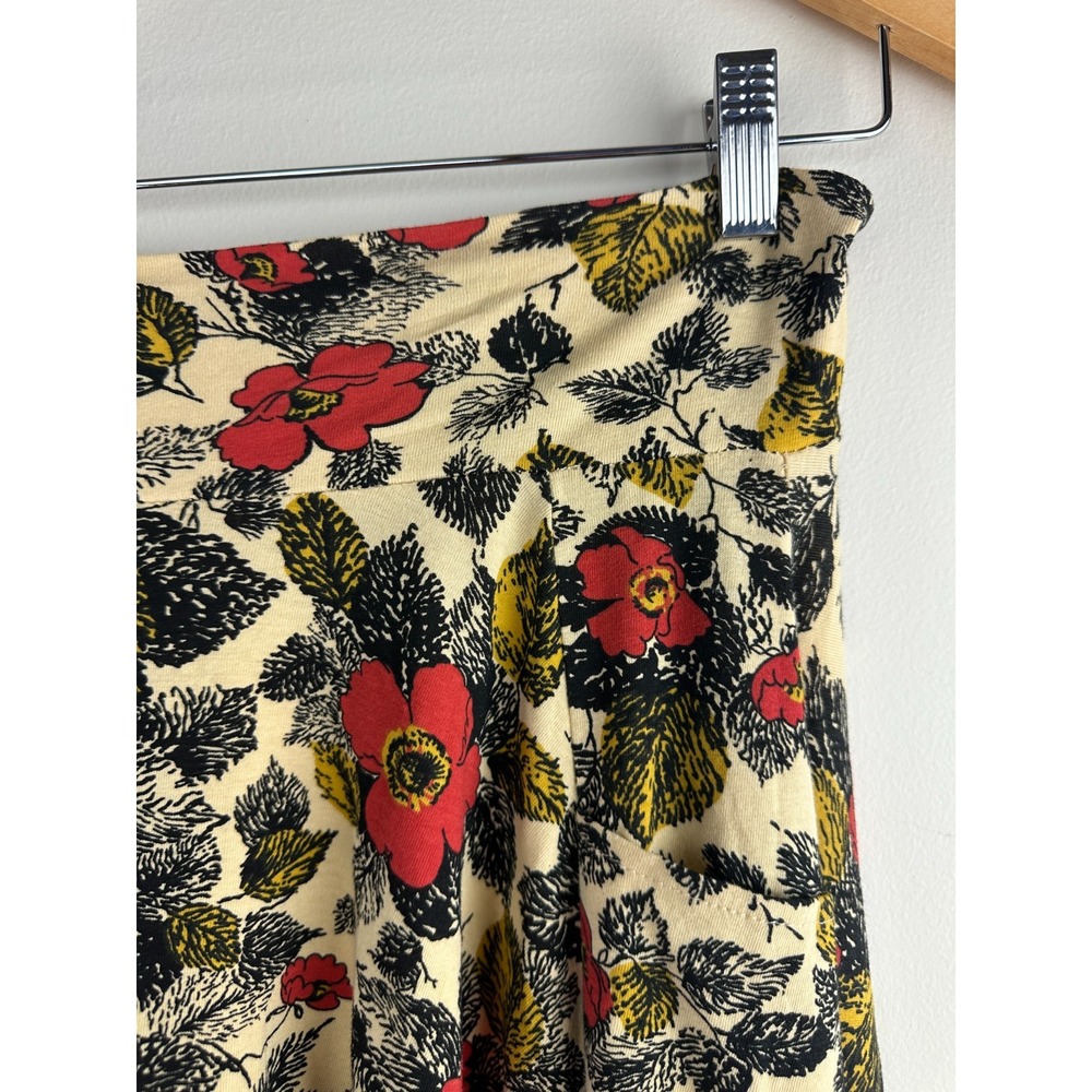 Effies Heart Floral Poppies A Line Circle Skirt Cream Red Pocket Stretch Medium - Picture 4 of 12